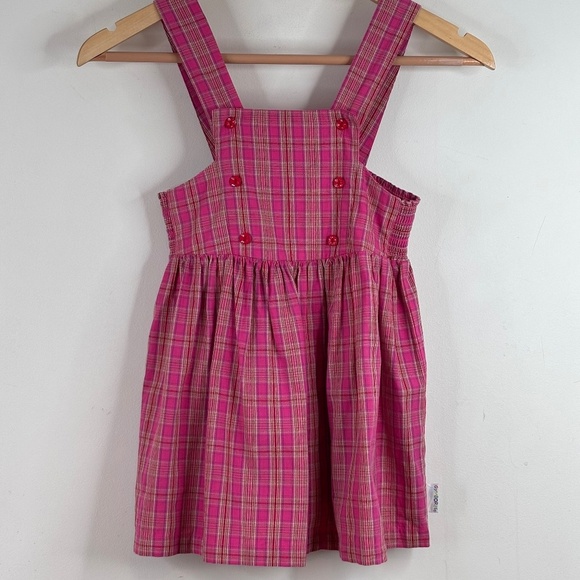 Vintage 90s Gymboree Rainbow Tag Plaid Dress 4T Pink Button School Preppy Retro - Picture 1 of 8